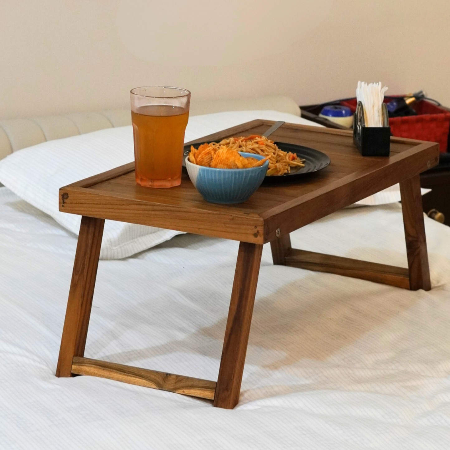 Folding Bed Table - Teak Wood