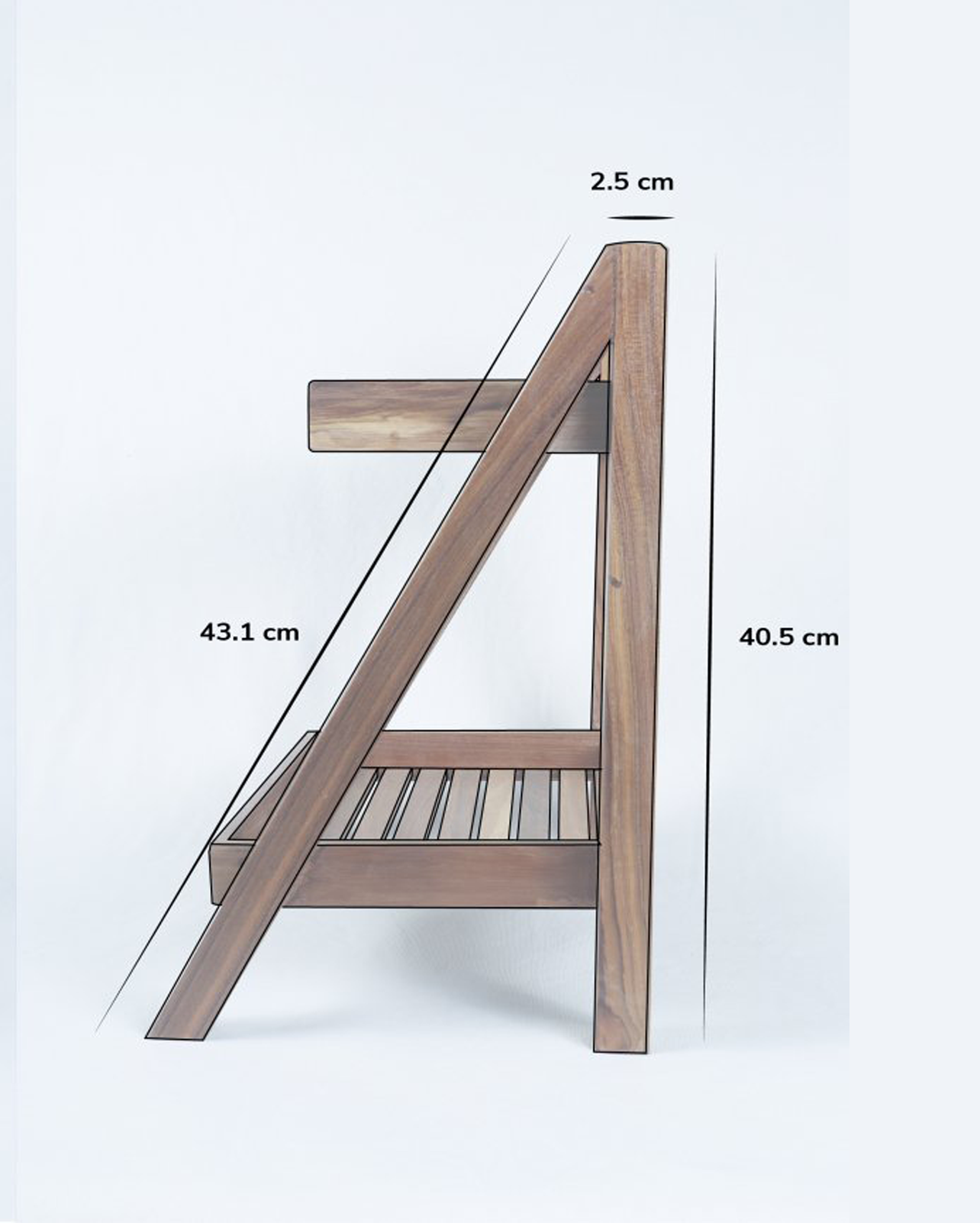 Teak Wood Two Shelf Multi-Purpose Rack