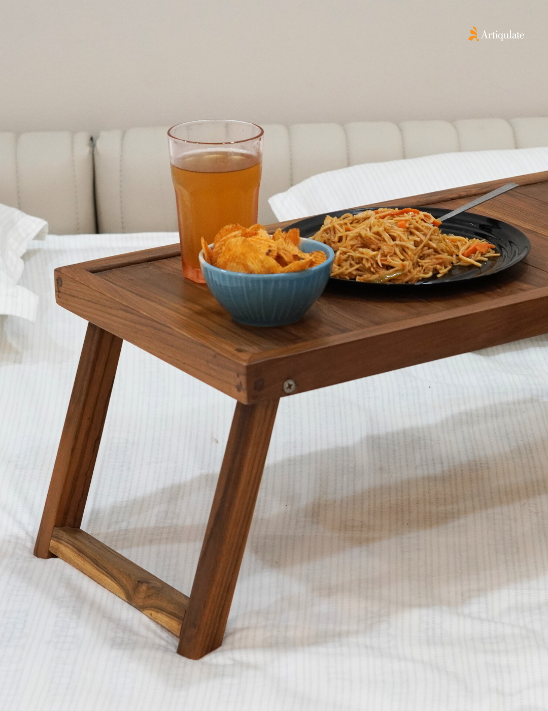 Folding Bed Table - Teak Wood