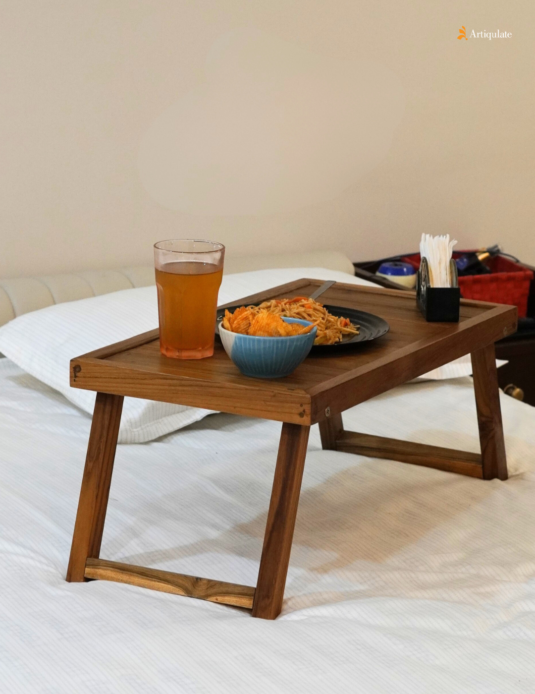 Folding Bed Table - Teak Wood