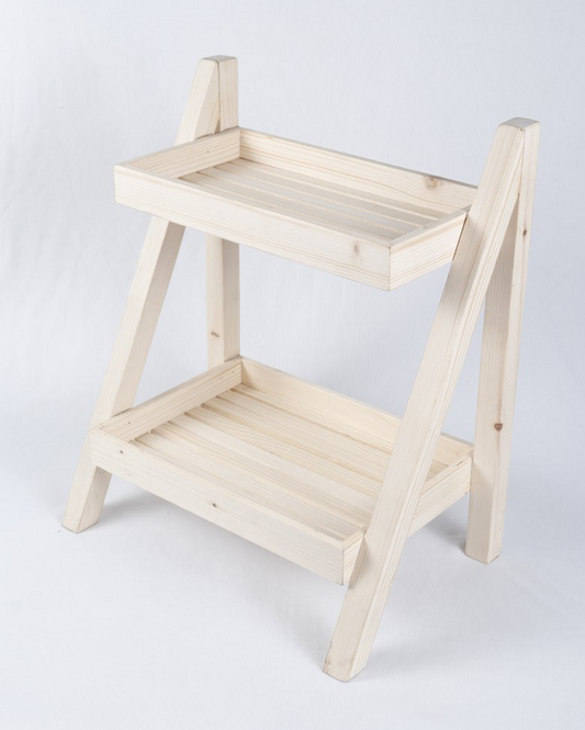 Pine Wood Two Shelf Multi-Purpose Rack