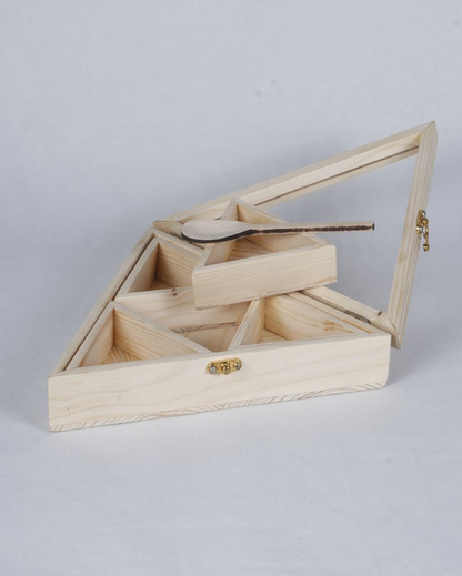 Pinewood Triangular Spice Box