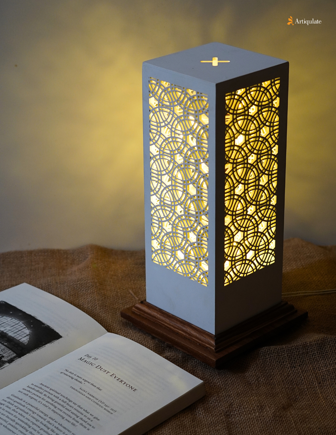 Wooden Table Lamp - Circular Symphony (Set of Two)