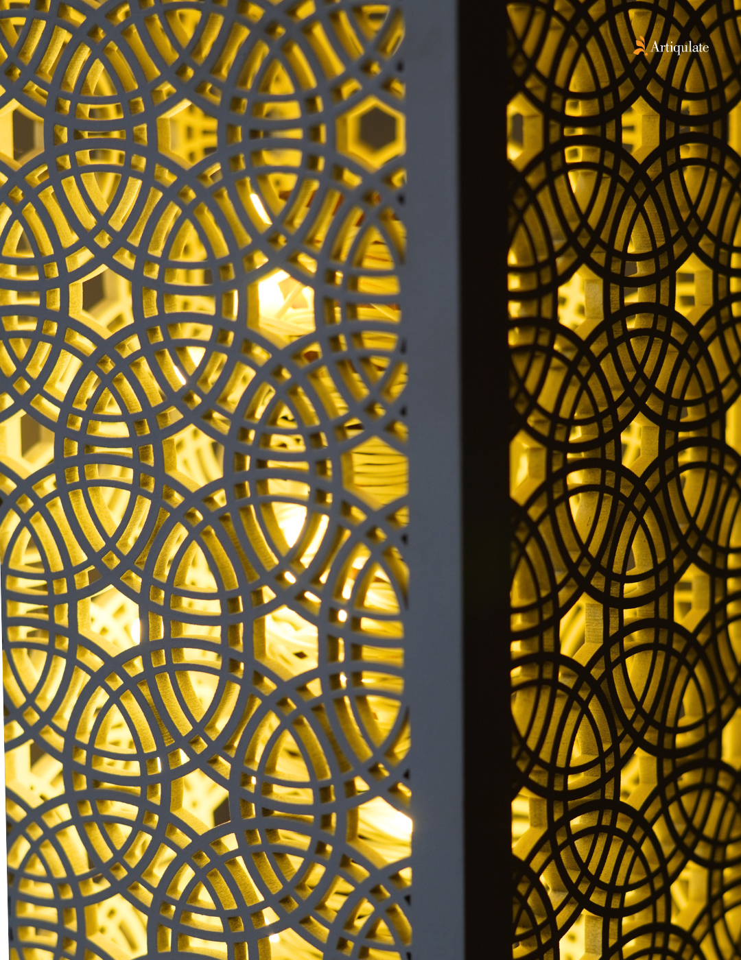 Wooden Table Lamp - Circular Symphony (Set of Two)