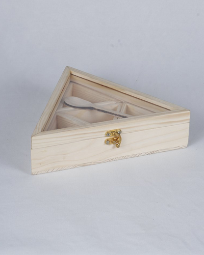 Pinewood Triangular Spice Box