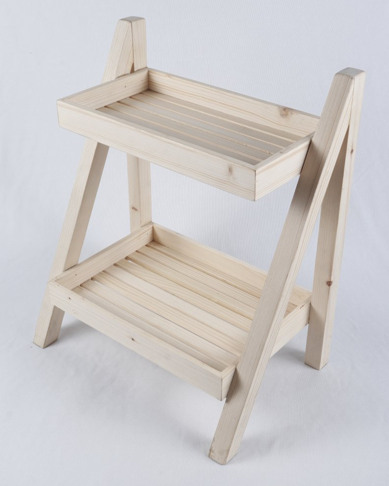 Pine Wood Two Shelf Multi-Purpose Rack