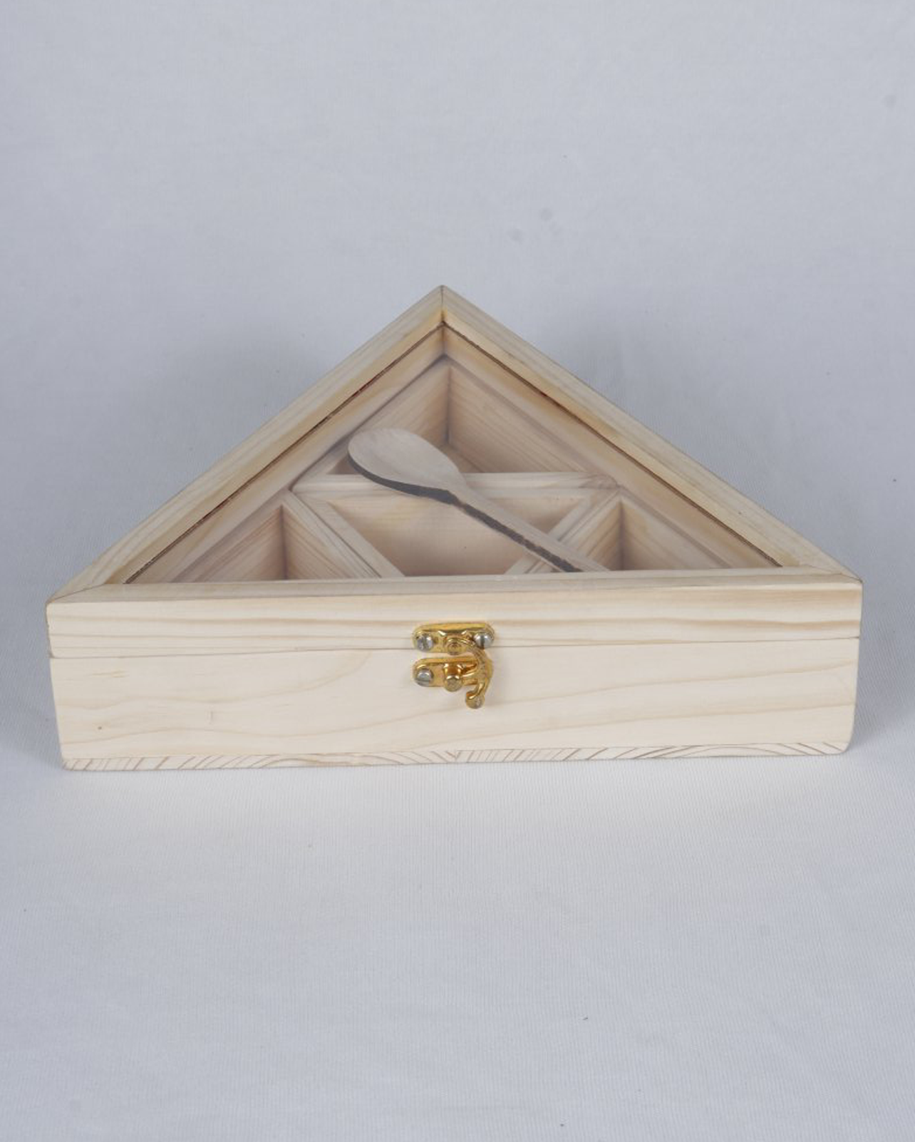 Pinewood Triangular Spice Box