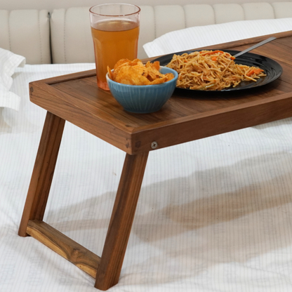 Folding Bed Table - Teak Wood