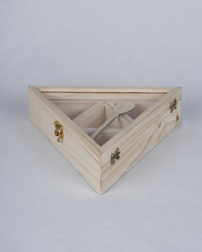 Pinewood Triangular Spice Box