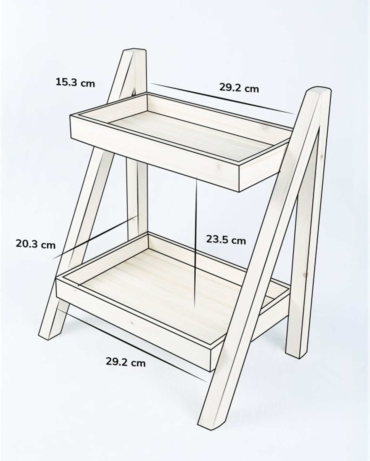 Pine Wood Two Shelf Multi-Purpose Rack