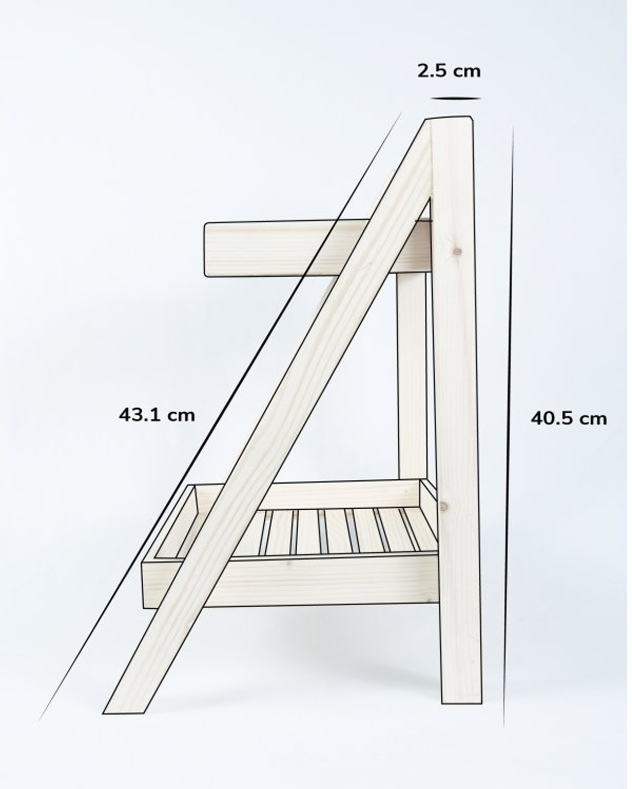 Pine Wood Two Shelf Multi-Purpose Rack