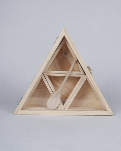 Pinewood Triangular Spice Box