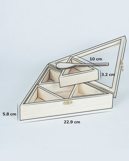 Pinewood Triangular Spice Box