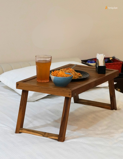 Folding Bed Table - Teak Wood